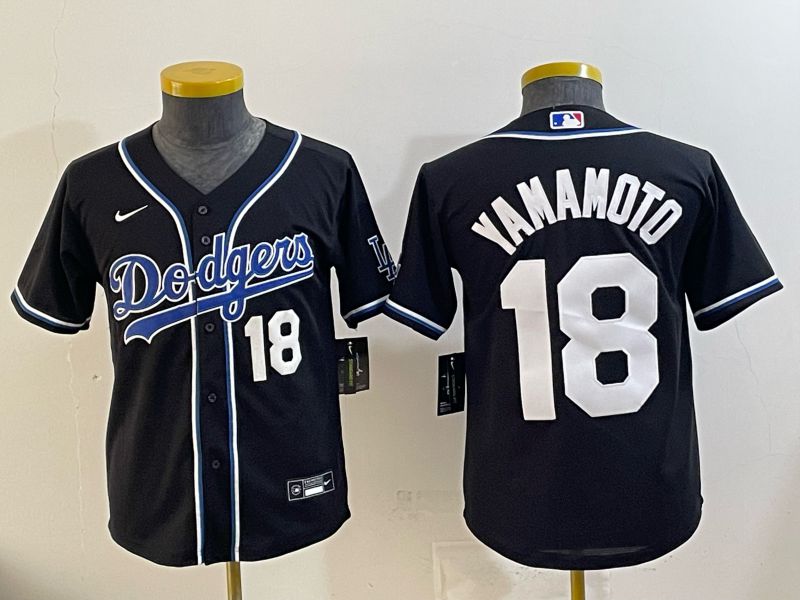 Youth Nike 2026 Los Angeles Dodgers #18 Yamamoto Black Game MLB Jersey 091